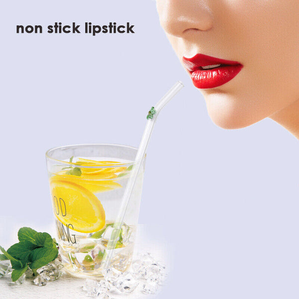 5PCS Flower Glass Pyrex Drinking Straws Pack Bent Straight Reusable Eco-Friendly