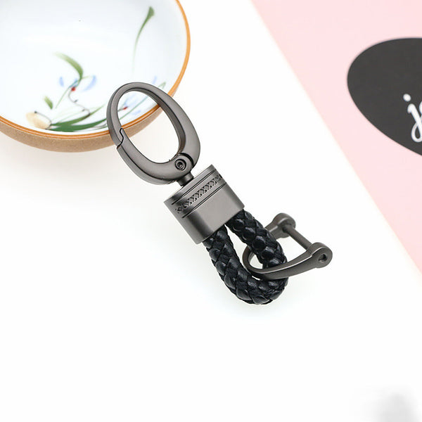 2PCS Hand-Woven Metal Leather Key Chain Ring Keyfob Car Keyring Keychain Gift AU