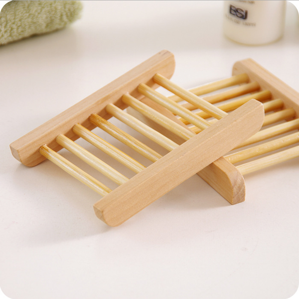 Natural Wooden Bamboo Soap Dish Tray Holder Storage Soap Rack Box Soap Dishes AU