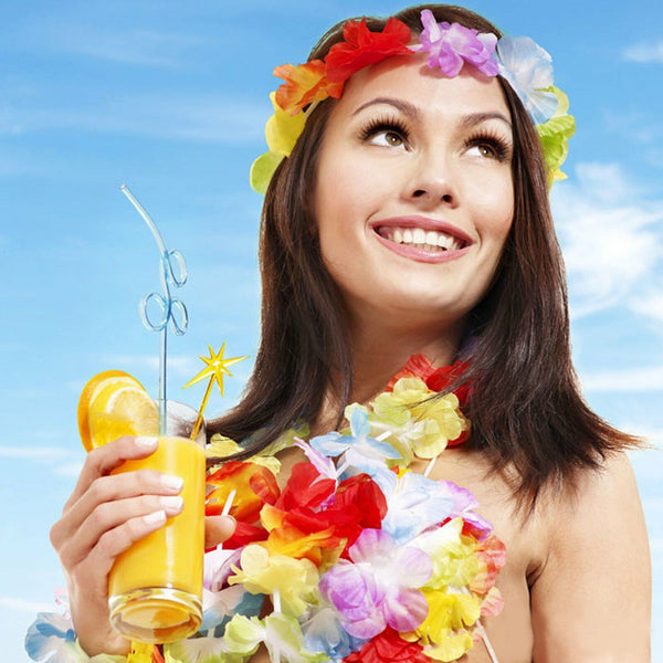 Hawaiian Flower Lei Leis Necklace Tropical Beach Luau Party Garland