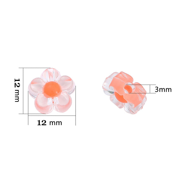 200PCS Mixed 12MM Matte Flower Multi Colour Beads Acrylic Bead DIY Craft Jewelry