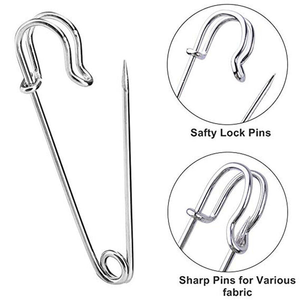 Large Safety Pins 3.5Inch 87mm Silver Tone Metal Craft Sewing Quilt Need