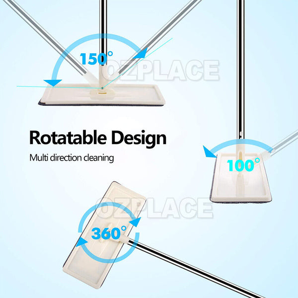 Mop Bucket Wet Dry Rinse Wash 360 Rotating Squeeze Flat Floor Cleaner with Pads - Lets Party