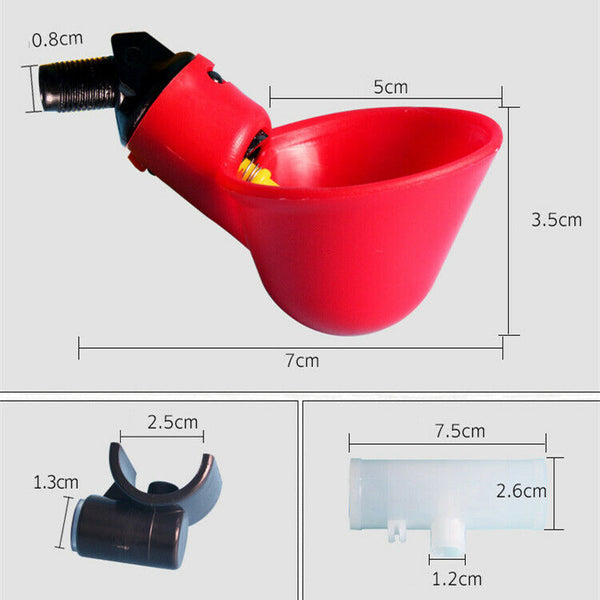10PCS Automatic Cups Water Feeder Drinker Chicken Waterer Poultry Chook Bird AUS