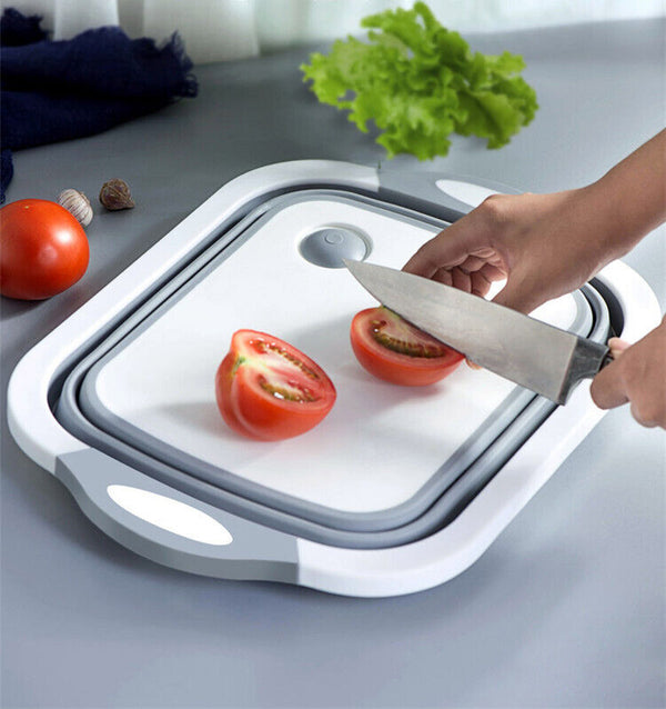 Camping Picnic Foldable Chopping Cutting Board Collapsible Strainer Basket Drain