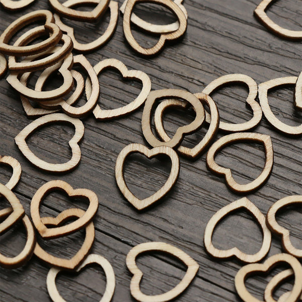 100-500pcs DIY Craft Wooden Wood Love wedding Party Heart Craft decoration AU