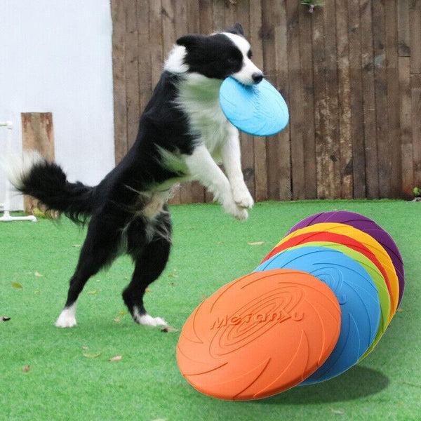 Dog Frisbee Rubber Pet Puppy Safe Exercise Fetch Outdoor Training Toy AU STOCK