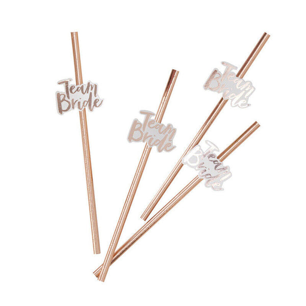10-100x Rose Gold Team Bride Paper Straws Straw Party Wedding Hens Party Bridal
