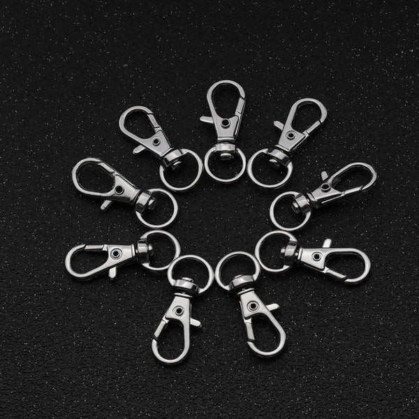 100pcs Swivel Lobster Clasp Clips Hook Alloy Key Ring Split Keychain Durable Diy