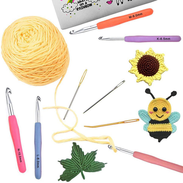 17x Crochet Hook Set Aluminum Knitting Needles Sewing DIY Tools Soft Grip Handle