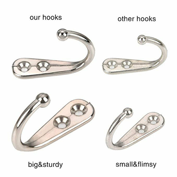 10X Hooks Wall Hanger Stainless steel Coat Hat Clothes Robe Holder Rack Hook AU