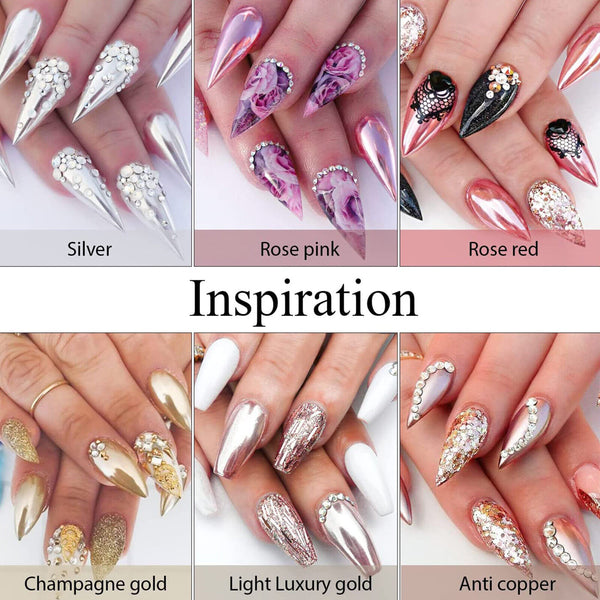 6 Colours Nail Mirror Effect Powder High Pigment Glitter Nail Art Dust Manicure
