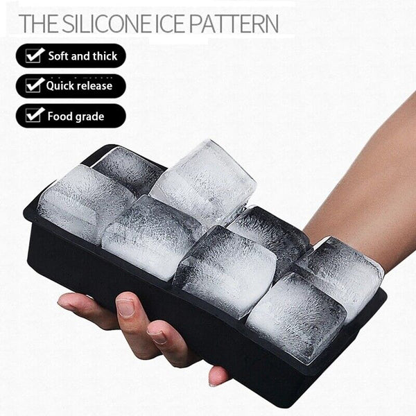 Grids Silicone Ice Cube Tray Large Mould Mold Giant Maker Square Black