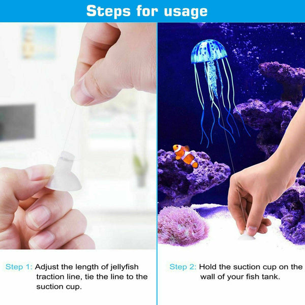 3X Fish Tank Fluorescent Glowing Beauty Artificial Simulated Jellyfish Ornament