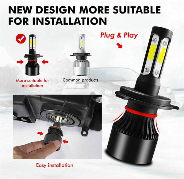 H4 9003 2000W 300000LM 4 SIDE LED Headlight kit Lamp Bulbs Globes High Low Beam