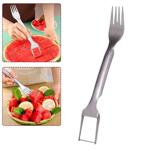 Multifunctional Watermelon Fork Slicer Cutter Stainless Steel Fruit Fork Tools