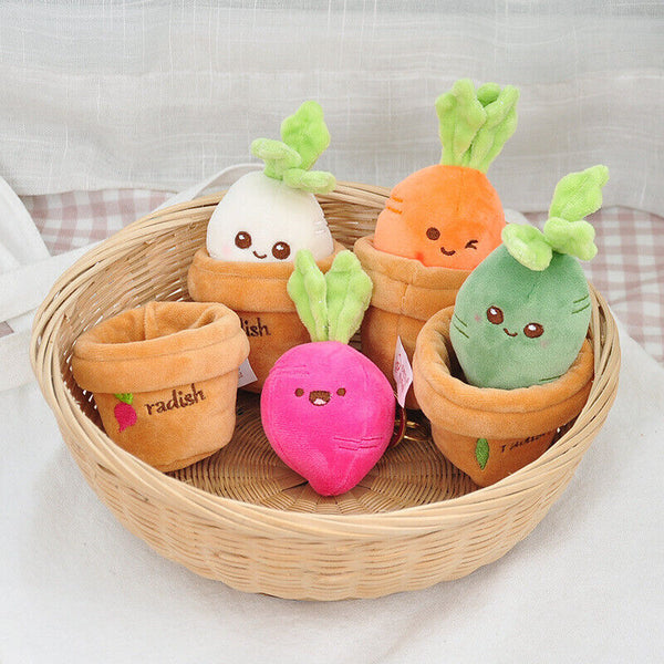 Lifelike Plants Potted Radish Stuffed Plush Toys Cartoon Plants Kid Keychain AU