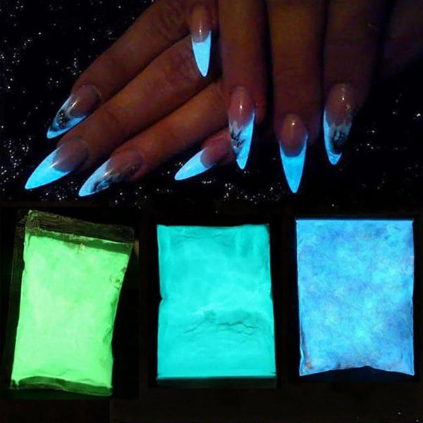 8 Colours Luminous Glow in the Dark Powder Glitter Fluorescent Nail Pigment AU