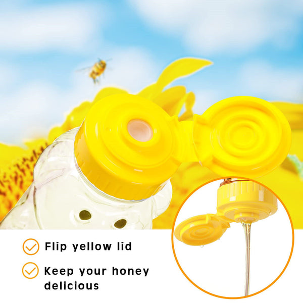 10X Plastic Empty Honey Bear Bottle Squeeze Bear Cup Flip Top Lid Jar Storing
