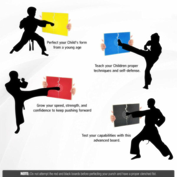 Break Board – Karate Taekwondo - Rebreakable Boards Yellow Blue Red Black New AU