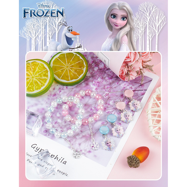 3PCS Frozen Bracelet Set Cute Hair Clip Earrings Kids Girls Jewellery Gift