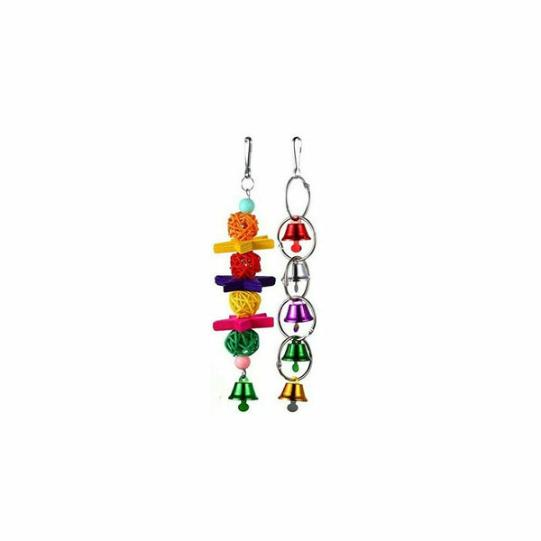 5 pcs Parrot Toys Hanging Swing Bird Bell Cage Parakeet Cockatiel Budgie Harness