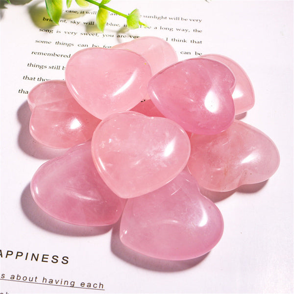 10X Heart Shaped Natural Rose Quartz Crystal Palm Healing Love Gemstone Pink AU