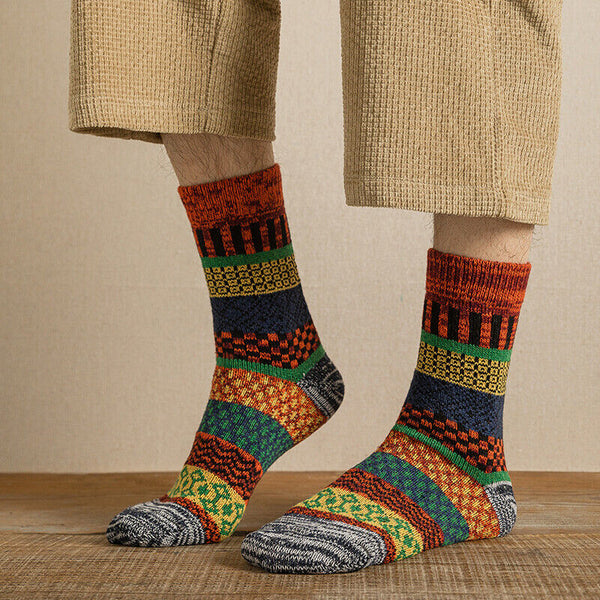 5 Pairs Winter Nordic Wool Blend Cashmere Thick Warm Knitted Thermal Crew Socks