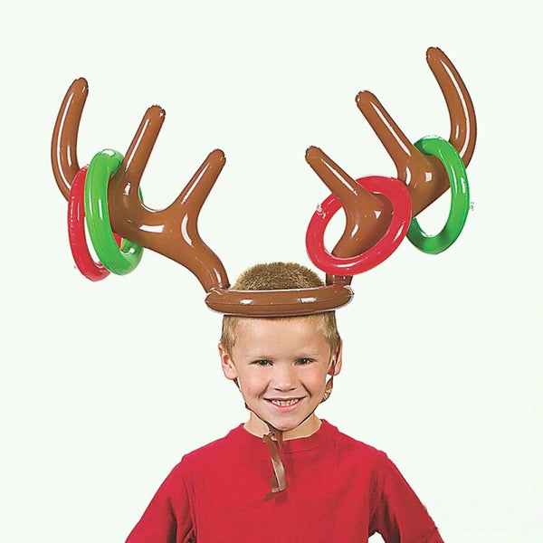 Antler Reindeer Hat Christmas Party Game Ring Moose Inflatable Toss Holiday Toys - Lets Party