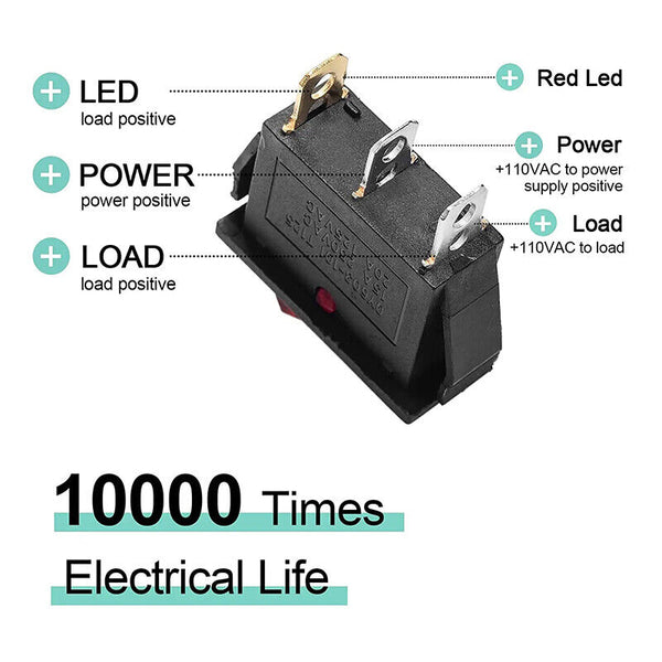 2x Ultra Mini ROCKER TOGGLE SWITCH ON-OFF - Red LED Full Illuminated AU