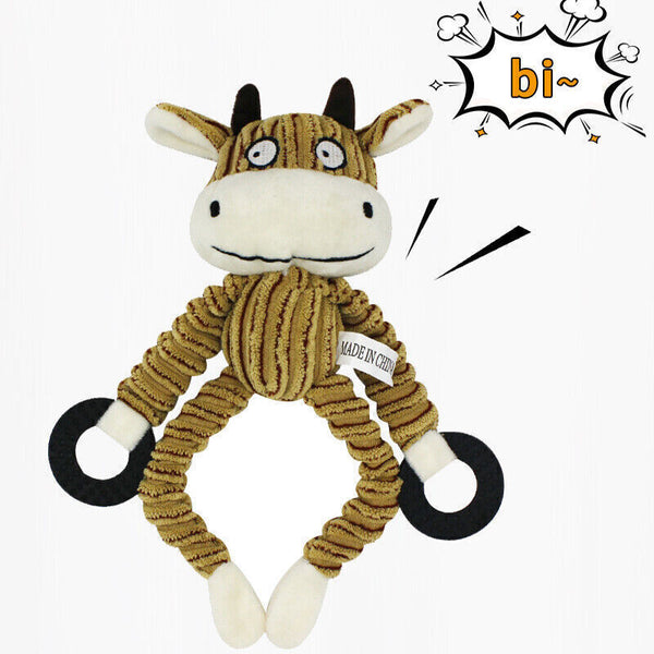 Unstuffed Plush Dog Puppy Pet Squeaker Toys Squeaky Funny Interactive Chew Toy