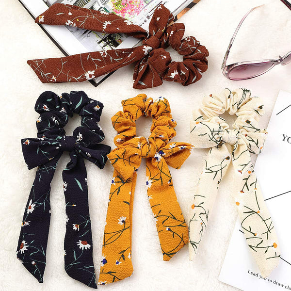 Hair Band Bow Scrunchies Bowknot Floral Ponytail Elastic Hair Tie Chiffon Girls