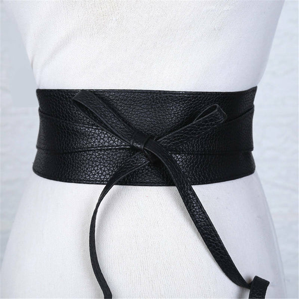 Wide Waist Belt Leather Waistband Wrap Around Elastic Band Cinch Women StretchAU