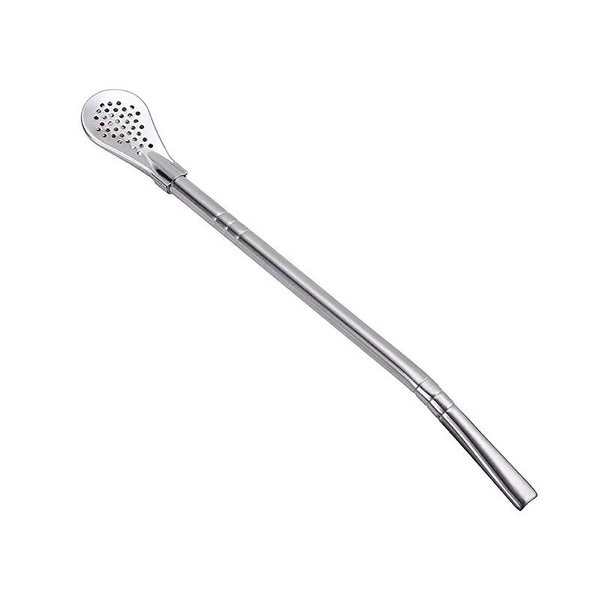 2X Stainless Steel Drinking Gourd Filter Spoon Bombilla Tea Straw Yerba Mate New