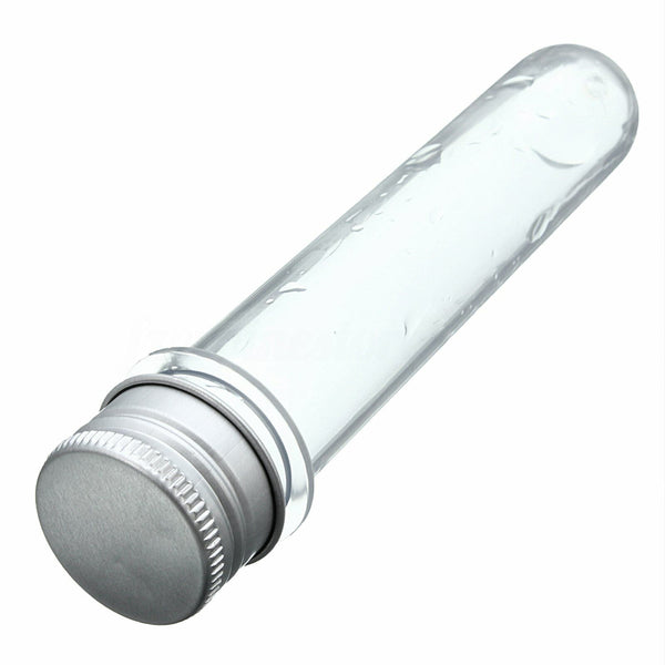 50pcs 45ML Plastic Lab Test Tubes Metal Cap Screw Lid Round Bottom Wedding Party