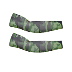 Camouflage Green Cooling Sport Arm Stretch Sleeves Sun UV Protection Covers Cycling Golf Unisex