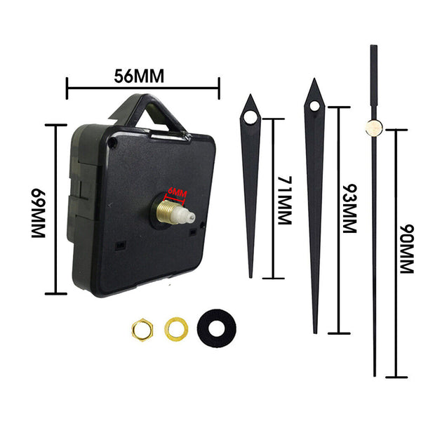 2X Silent DIY Quartz Movement Wall Clock Motor Mechanism Long Spindle Repair Kit