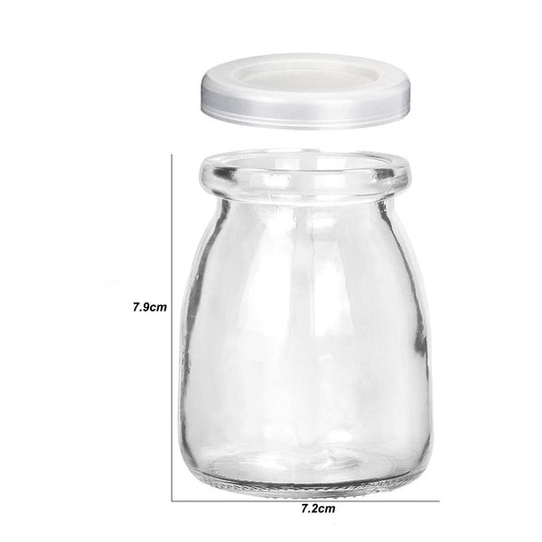 200ML 12pcs Glass Pudding Jars Glass Jars for Yogurt Milk Parfait with Lid Caps
