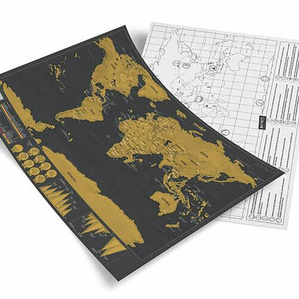 2X Deluxe Scratch off world Map Interactive large Poster Atlas Travel Decor Gift