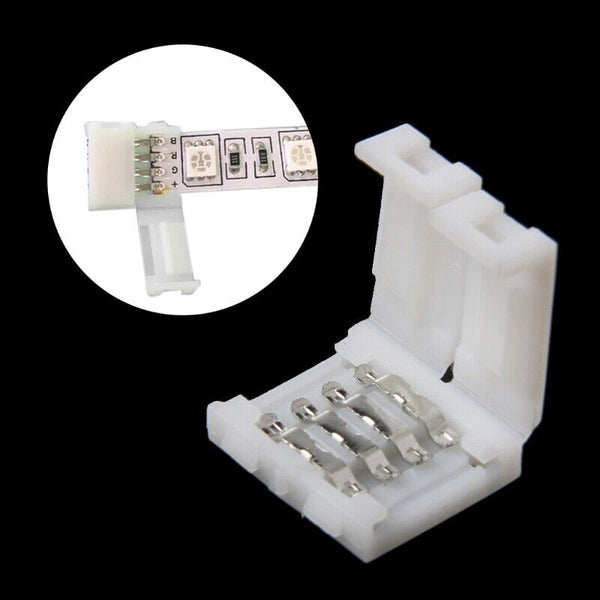 4 Pin 10mm End Connector Clips for LED Strip lights No Soldering 3528 5050 RGB