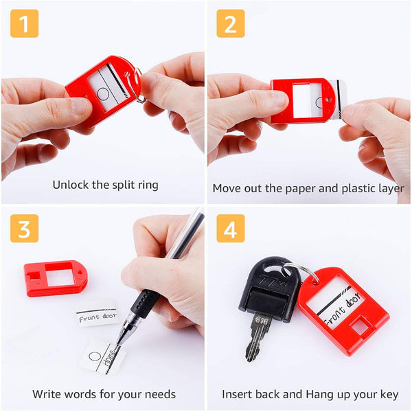 20pcs Plastic Key Ring Tags Name Tag Keyring Keychain Luggage Tags Colourful AU