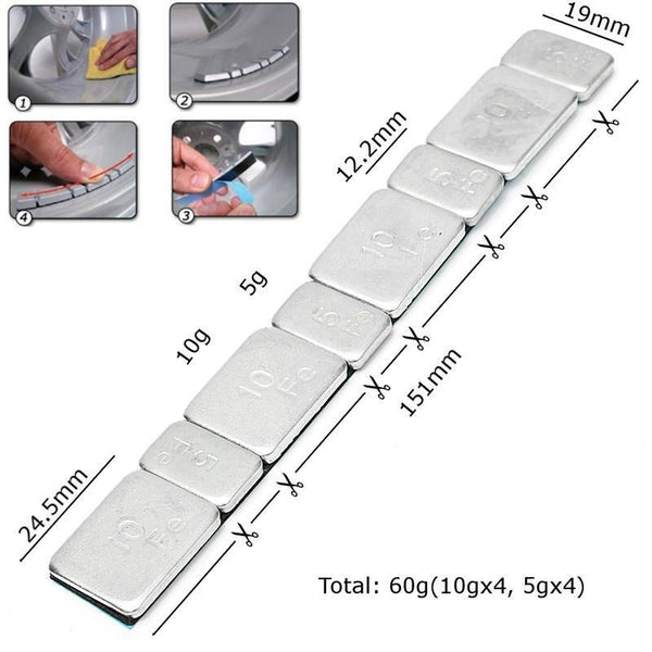 8 Strip Wheel Balance Weights Stick-On Stronger Car Motorbike Boat Weights 5/10g