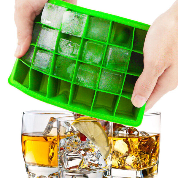 24 Grids Silicone Ice Cube Tray With Lid Mold Maker Tool Square Mould Container