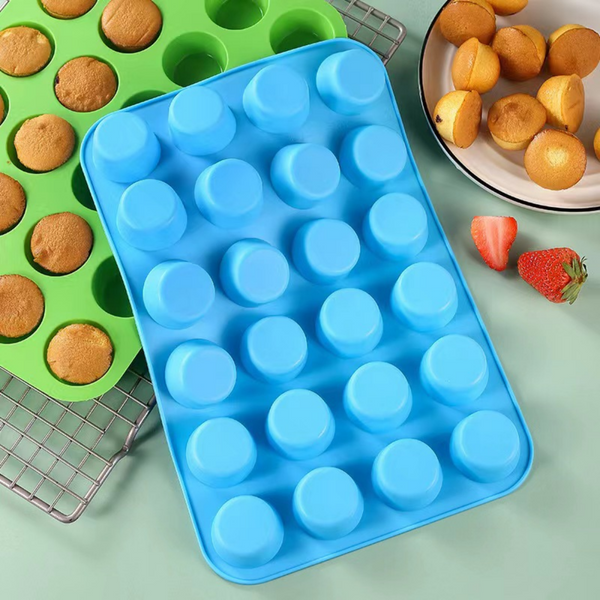 24 Cavity Pan Tray Silicone Mould Mini Cupcake Cookie Baking Mold Muffin Cup AU