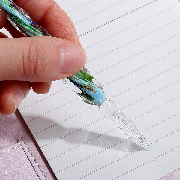 1/2X Glass Dipping Dip Fountain Pen Crystal Signature Ink Filling Calligraphy AU