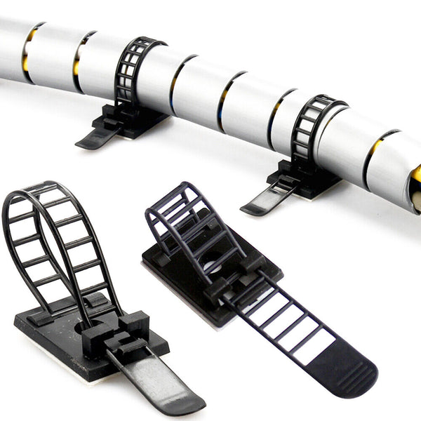 20/40/60X Adjustable Cable Clips Straps Adhesive Cord Management Wire Organizer