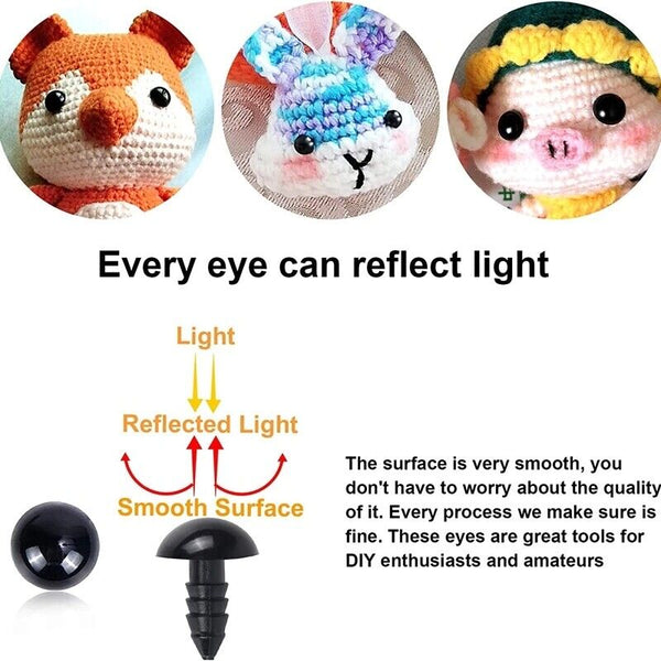 Teddy Plush Doll Black Plastic Safety Eyes DIY Toy Crafts Kit 6-12mm NEw