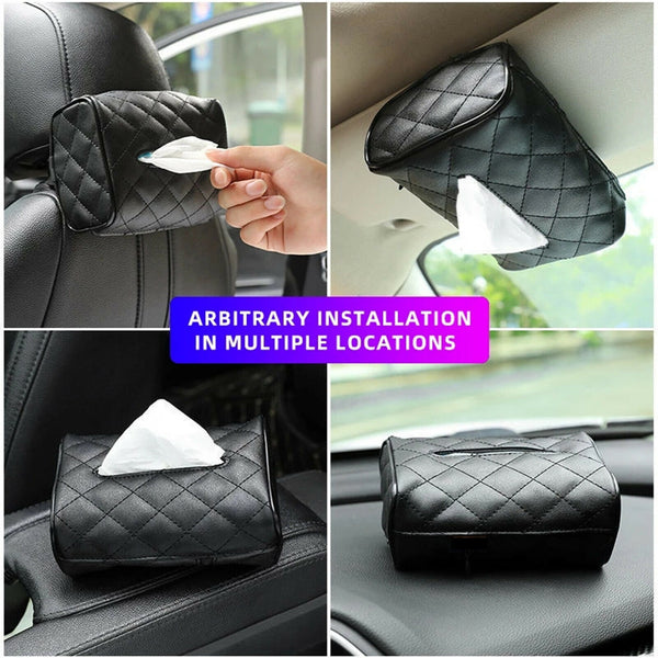 Tissue Box Napkin Case Holder PU Leather Storage Organiser Cover Home Table Car