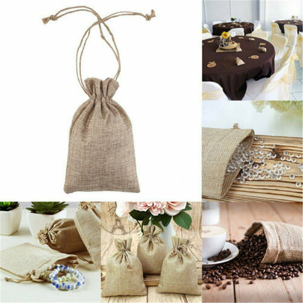 15x20cm Small Bag Natural Linen Pouch Drawstring Burlap Jute Sack Jewelry