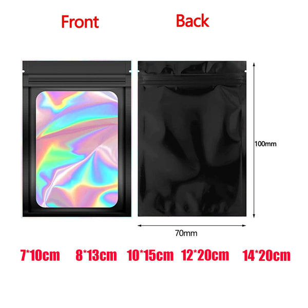 100PCS Mylar Pouch Lock Food Storage Foil Bags Smell Proof Bags Heat Seal Black